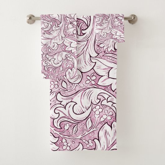 Roze Roze Barok Weelderig Blad Bad Handdoek (Insitu)