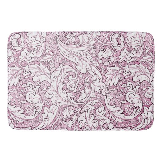 Roze Roze Barok Weelderig Blad  Badmat (Voorkant)