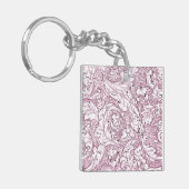 Roze Roze Barok Weelderig Loof Sleutelhanger (Voorkant Links)