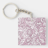 Roze Roze Barok Weelderig Loof Sleutelhanger (Voorkant)