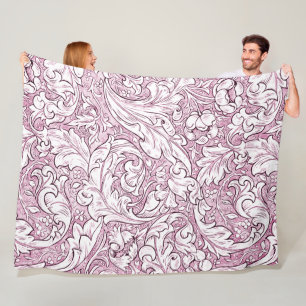 Roze Roze Barokke Weelderige Blad Fleece Deken