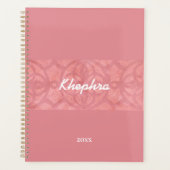 Roze roze batik en blauwe Waterverf naam en jaar Planner (Voorkant)