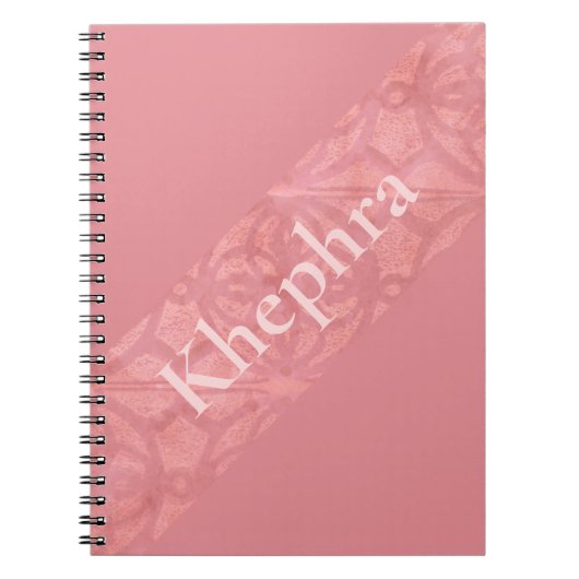 Roze roze batik met naam notitieboek (Voorkant)