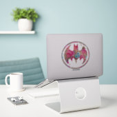 Roze roze bietsem sticker (Laptop op bureau)