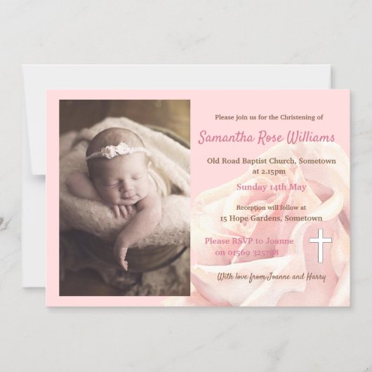 Roze roze blaas Christening Magnetische Uitnodiging (Voorkant)