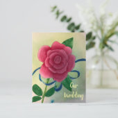 Roze Roze Blauw Lint Bruiloft Uitnodiging Briefkaa (Staand voorkant)