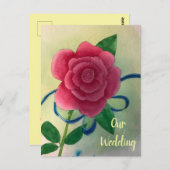 Roze Roze Blauw Lint Bruiloft Uitnodiging Briefkaa (Voorkant / Achterkant)