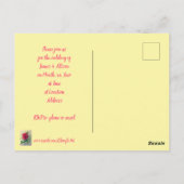 Roze Roze Blauw Lint Bruiloft Uitnodiging Briefkaa (Achterkant)