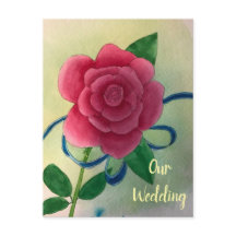 Roze Roze Blauw Lint Bruiloft Uitnodiging Briefkaa