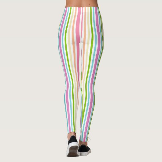 Roze Roze Blauwe Gele Witte Pastel Kleuren Leggings (Achterkant)