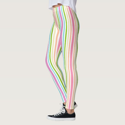 Roze Roze Blauwe Gele Witte Pastel Kleuren Leggings (Links)