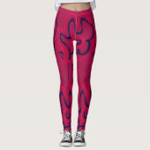 Roze, Roze, Blauwe leggings met florale bloeding (Voorkant)