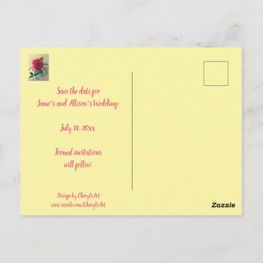 Roze roze blauwe lint Sparen de datum Briefkaarten (Achterkant)