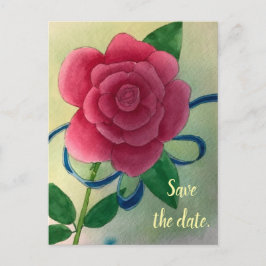 Roze roze blauwe lint Sparen de datum Briefkaarten