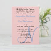 Roze Roze Blauwe Pastel Monogram Kaart (Staand voorkant)