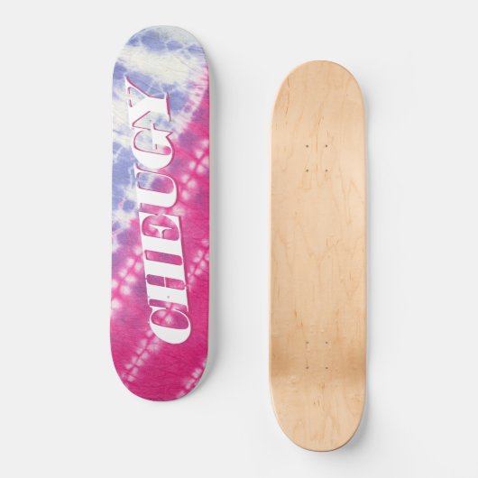 Roze roze blauwe tinkleurstof skateboard (Voorkant)