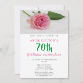 Roze roze bloem 70e verjaardag van de Birthday Par Kaart (Voorkant)