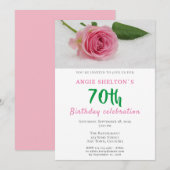 Roze roze bloem 70e verjaardag van de Birthday Par Kaart (Voorkant / Achterkant)