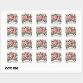 Roze Roze Bloem Elegant Vierkante Sticker (Vel)