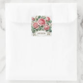 Roze Roze Bloem Elegant Vierkante Sticker (Tas)