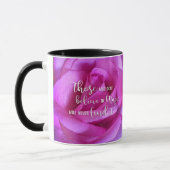 Roze roze bloem Foto Beloef Magic Quote Mok (Links)