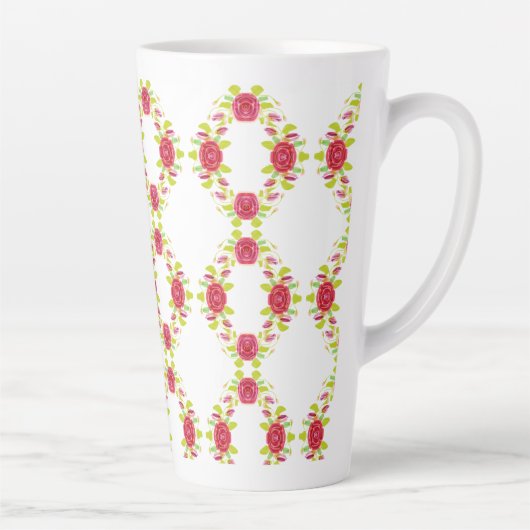 Roze roze bloem gepatterd latte mok (Rechts)