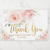 Roze Roze Bloem Goud Bruidsfeest Verjaardag Sparkling Wijnetiket (Enkel label)