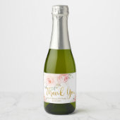 Roze Roze Bloem Goud Bruidsfeest Verjaardag Sparkling Wijnetiket (Voorkant)