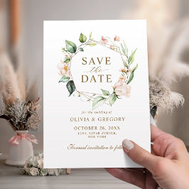 Roze Roze Bloem Gouden Geometrisch Frame Save The Date