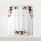 Roze Roze Bloem Gouden Verjaardag Fotohokje Wandkleed (Voorkant)