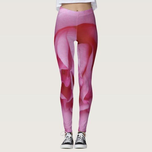 Roze roze bloem leggings (Voorkant)