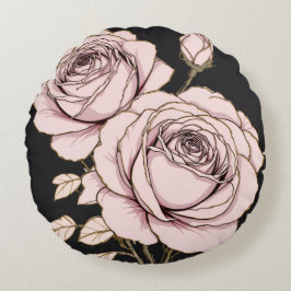 Roze Roze Bloem Rond Kussen