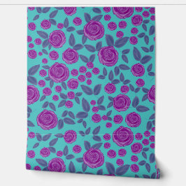  Roze Roze Bloem Turquoise Patroon Behang