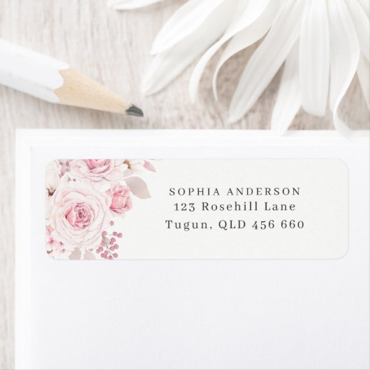 Roze Roze Bloemachtige Trouw Bruids Verjaardag Adr Etiket (Insitu)