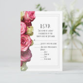 Roze roze bloembloembloemflorale bruiloft RSVP kaartje (Staand voorkant)