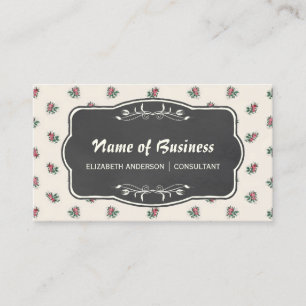 Roze Roze Bloemen  Behang en Krijtbord Visitekaartje