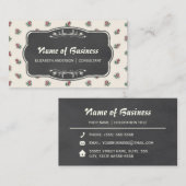 Roze Roze Bloemen Behang en Krijtbord Visitekaartje (Voorkant / Achterkant)