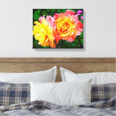 Roze Roze Bloemen Bloemenolieverfschilderij Canvas Afdruk (Insitu (Slaapkamer))