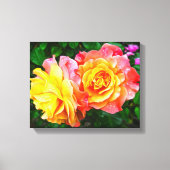 Roze Roze Bloemen Bloemenolieverfschilderij Canvas Afdruk (Voorkant)