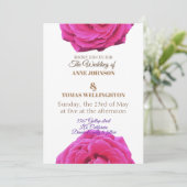 Roze Roze Bloemen Bruiloft uitnodiging (Staand voorkant)