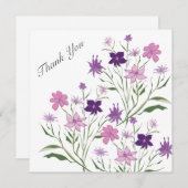 Roze roze bloemen Dank u Uitnodiging (Voorkant / Achterkant)