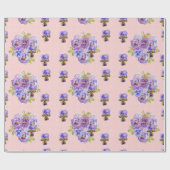 Roze Roze bloemen florale stip Waterverf Cadeaupapier (Vlak)