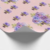 Roze Roze bloemen florale stip Waterverf Cadeaupapier (Hoek)