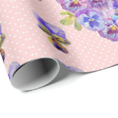 Roze Roze bloemen florale stip Waterverf Cadeaupapier (Rol Hoek)