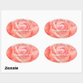 Roze roze bloemen Logo palmbladeren Ovale Sticker (Vel)