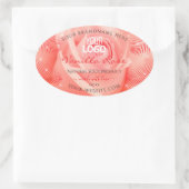 Roze roze bloemen Logo palmbladeren Ovale Sticker (Tas)