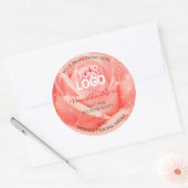 Roze roze bloemen Logo palmbladeren Ronde Sticker (Envelop)