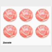 Roze roze bloemen Logo palmbladeren Ronde Sticker (Vel)