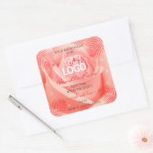 Roze roze bloemen Logo palmbladeren Vierkante Sticker (Envelop)