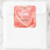 Roze roze bloemen Logo palmbladeren Vierkante Sticker (Tas)